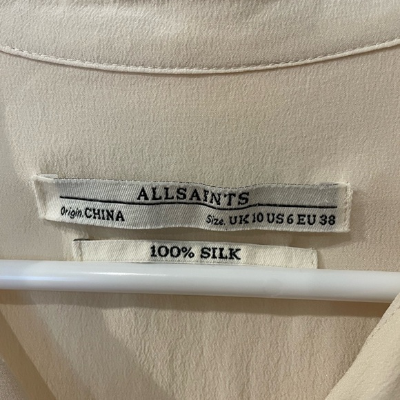 All Saints Madison Ivory Silk Shirt Dress - Picture 4 of 7